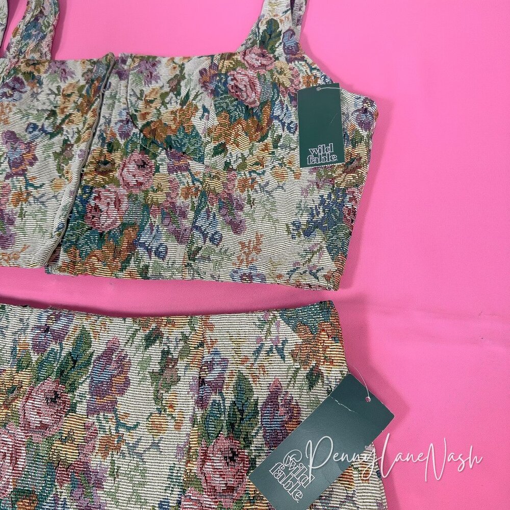 Wild Fable Floral Jacquard Corset Crop Top & Skirt Matching Set XXL - Picture 7 of 16